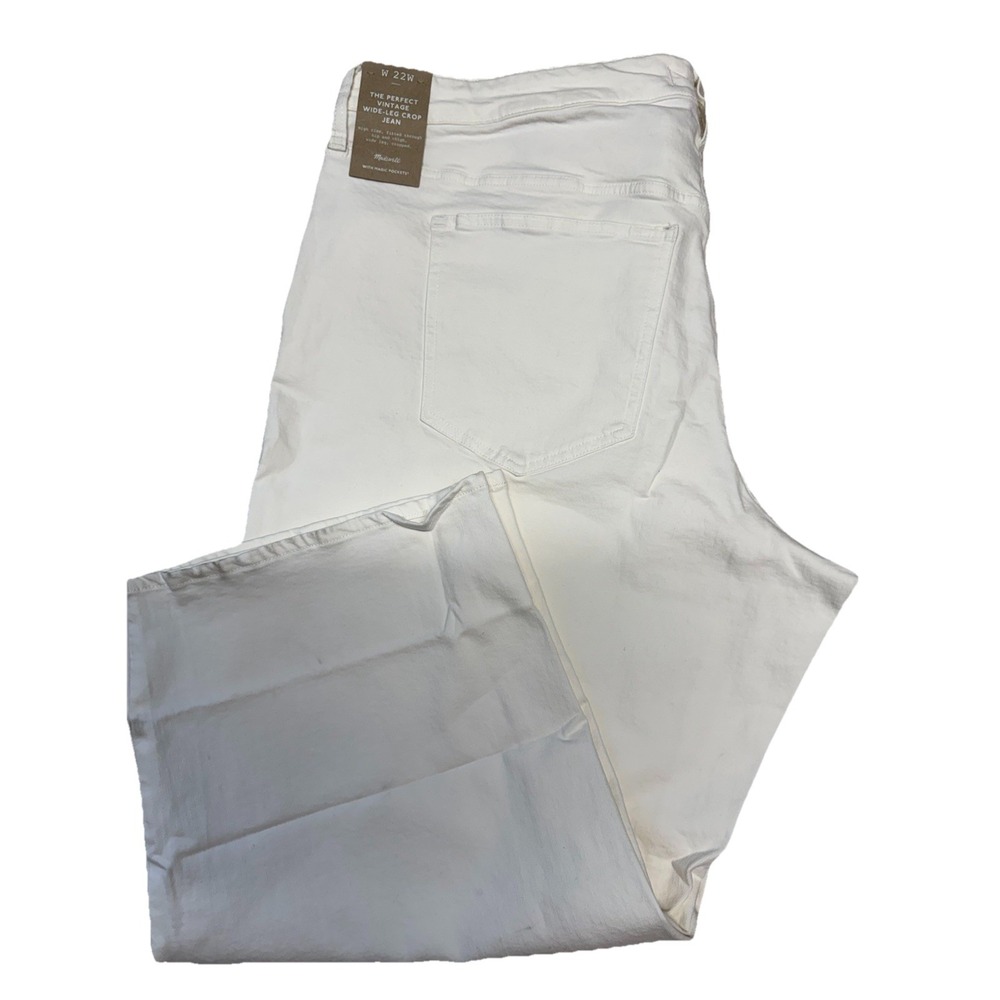 Madewell The Plus Perfect Vintage Wide-Leg Crop Jean White 22W High Rise Denim - Picture 12 of 15